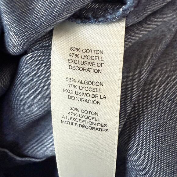 Chico's women's long-sleeve denim shirt embroidered cutouts size S/M - Picture 6 of 9